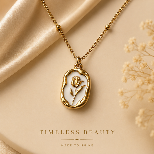 Gold Rose Medallion Necklace | Waterproof Minimal Jewellery Australia