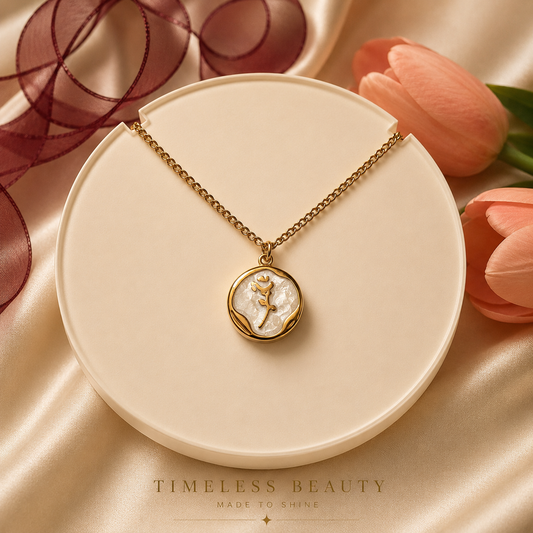 Golden Rose Medallion Necklace
