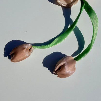 Organza Floral Scrunchie with Satin Tulip Tails | Handmade Hair Accessory
