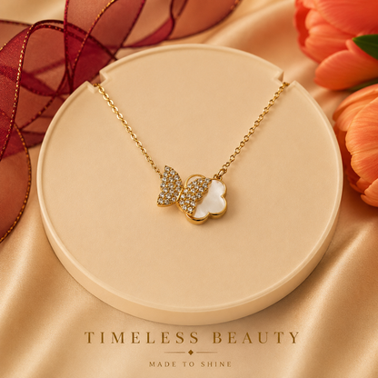 Golden Butterfly Duo Charm Necklace