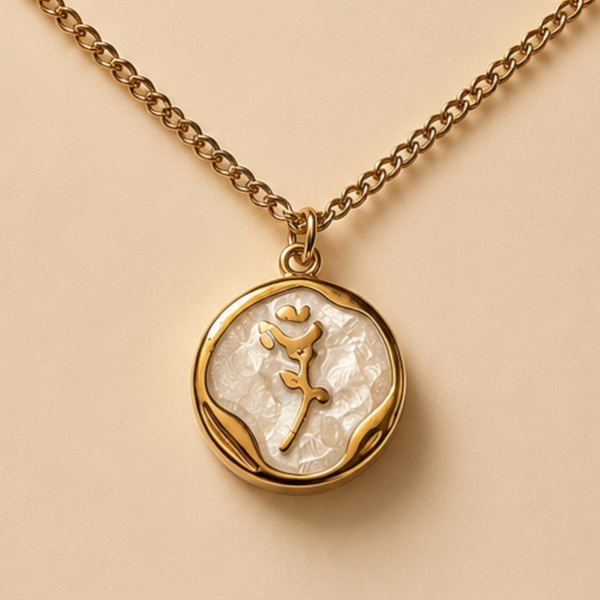 Golden Rose Medallion Necklace