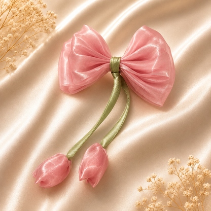 Bloom Bow Hair Clips – Organza Floral Collection