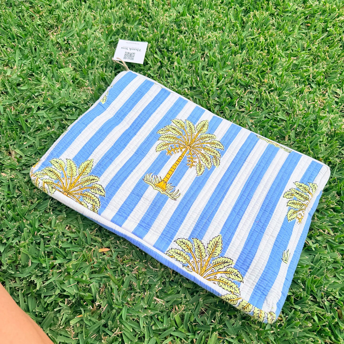 Coastal Palm Quilted Laptop Sleeve | Handmade Cotton Laptop Case | 15 Inch Laptop Cover