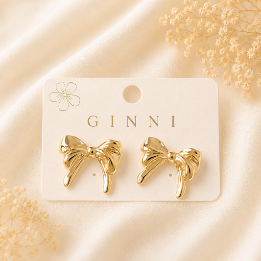 Golden Bow Statement Earrings