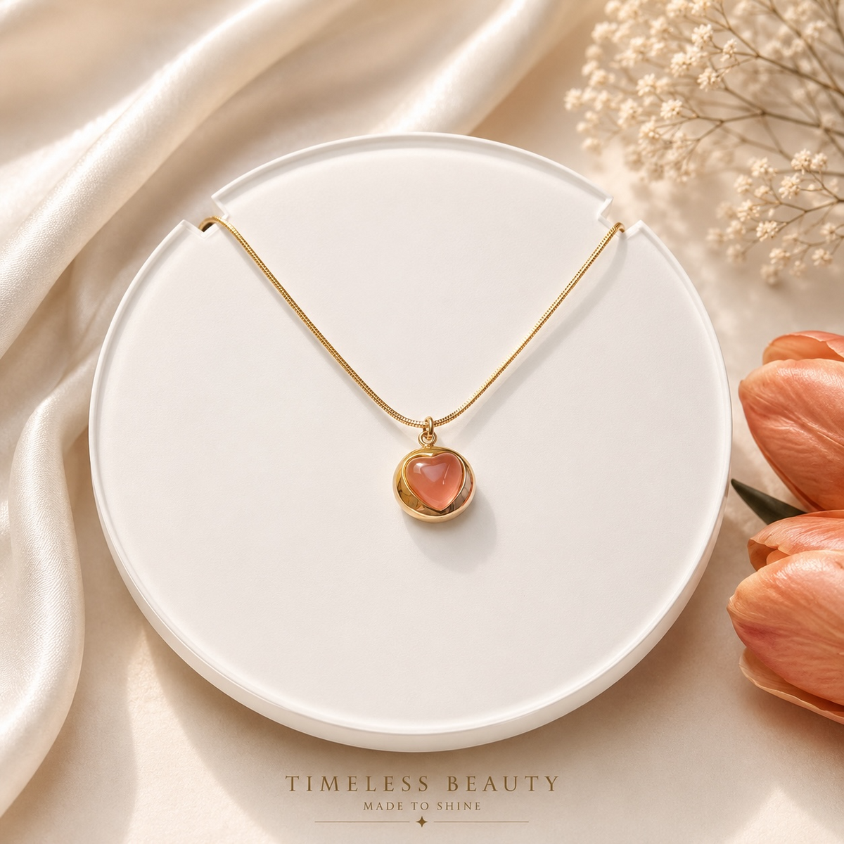 Blush Heart Pendant Necklace 🤍✨