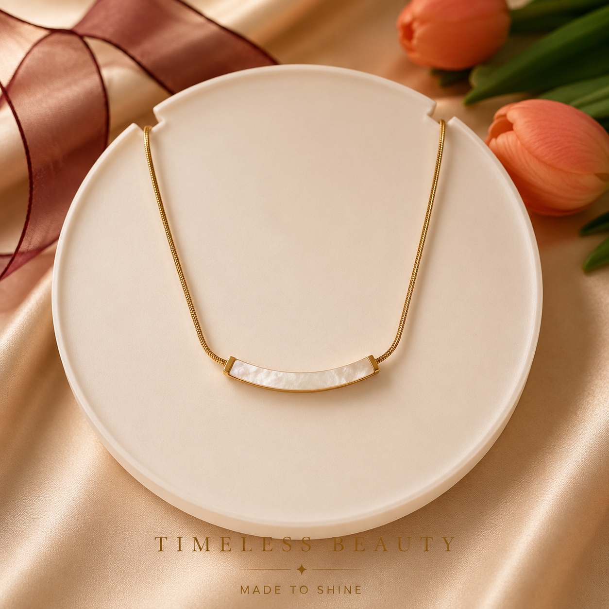 Pearl Curve Minimal Necklace ✨🤍