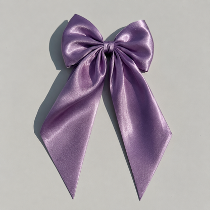 Extra Large Luxe Satin Statement Bow Barrette – Long Tail Collection