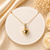 Luna Puffed Heart Necklace – Gold Crystal Charm