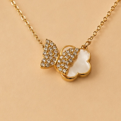 Golden Butterfly Duo Charm Necklace