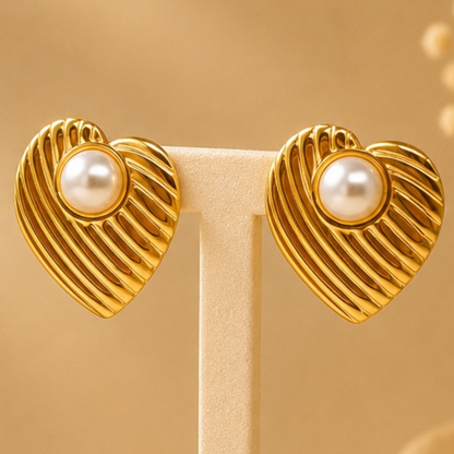 Golden Pearl Leaf Earrings ✨
