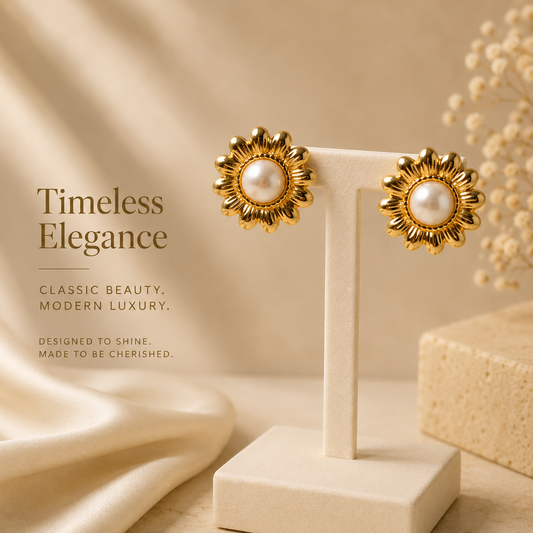 Golden Sunflower Pearl Earrings 🌻✨