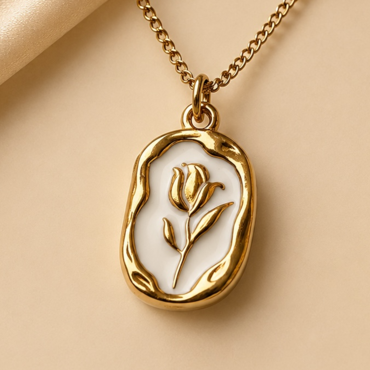 Gold Rose Medallion Necklace | Waterproof Minimal Jewellery Australia