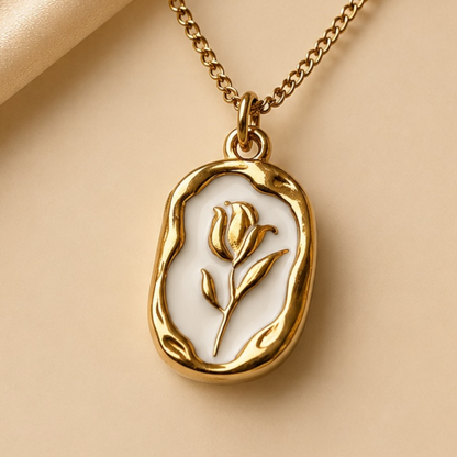 Gold Rose Medallion Necklace | Waterproof Minimal Jewellery Australia