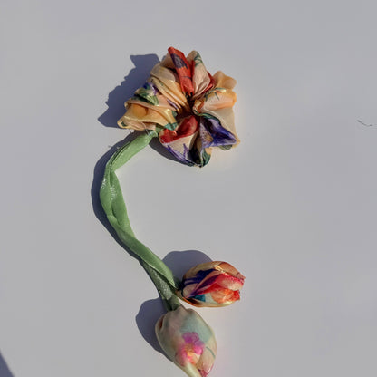 Floral Organza Tulip Scrunchie | Handmade Printed Hair Accessory