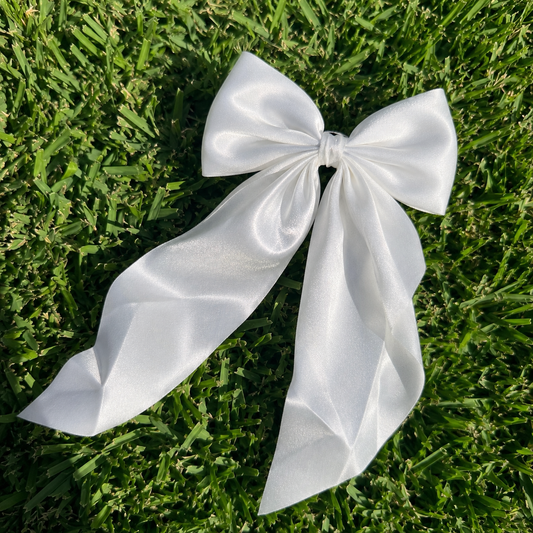Extra Large Luxe Satin Statement Bow Barrette – Long Tail Collection