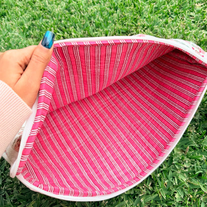Blush Bloom Quilted Laptop Sleeve | Handmade Floral Cotton Laptop Case | 15 Inch Laptop Cover