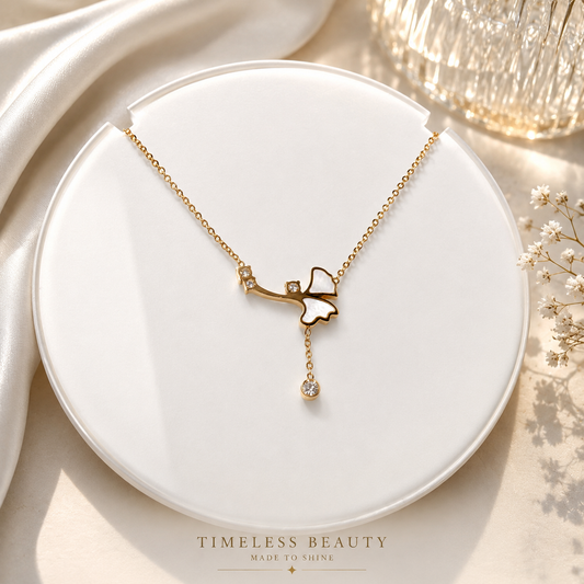 Celeste Butterfly Necklace – Gold Crystal Pendant