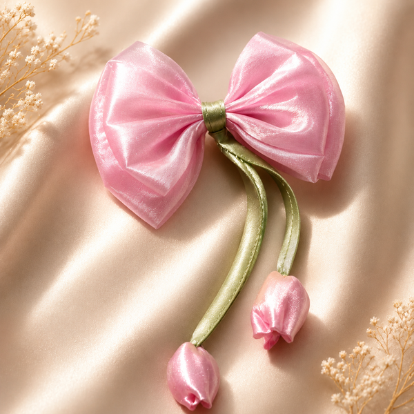 Bloom Bow Hair Clips – Organza Floral Collection