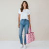 Sweetheart Handmade Quilted Tote Bag | Pink Heart Cotton Shopper Bag | Everyday Tote