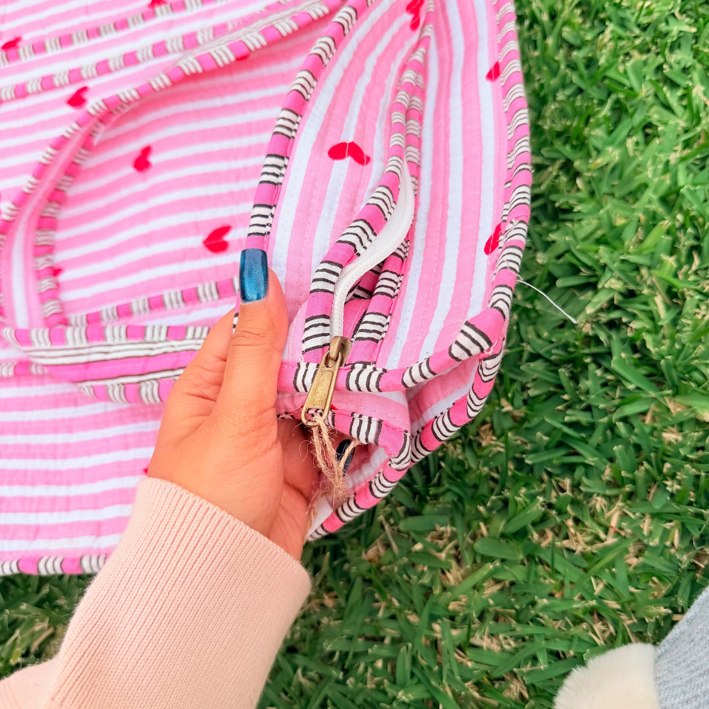 Sweetheart Handmade Quilted Tote Bag | Pink Heart Cotton Shopper Bag | Everyday Tote