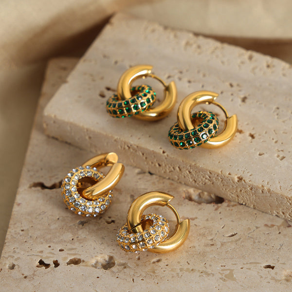 Aurora Interchangeable Crystal Huggie Earrings