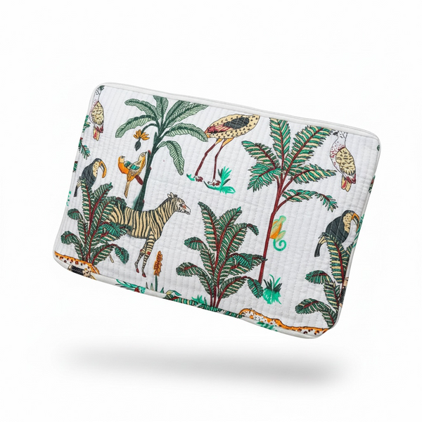 Safari Luxe Quilted Laptop Sleeve | Handmade Cotton Laptop Case | 15 Inch Laptop Cover