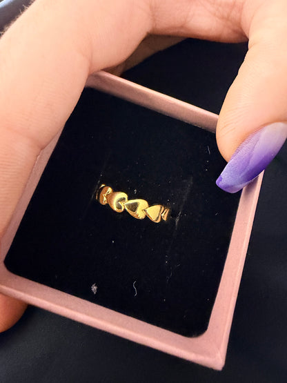 Golden Heart Band Ring – Minimal Love Ring