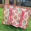 Blush Bloom Handmade Quilted Tote Bag | Floral Cotton Shopper Bag | Indian Block Print