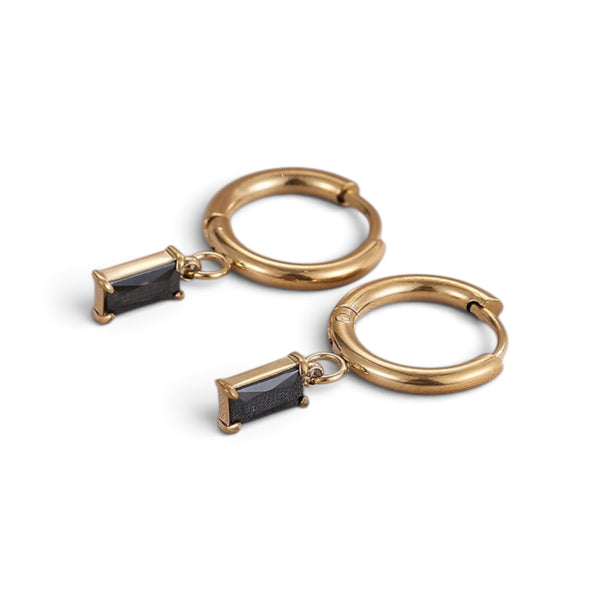 Baguette Drop Hoop Earrings