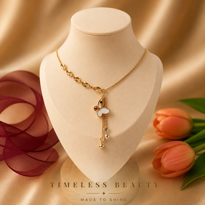 Celestial Butterfly Tassel Necklace – Gold Luxe Charm