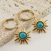 Turquoise Sunburst Hoop Earrings