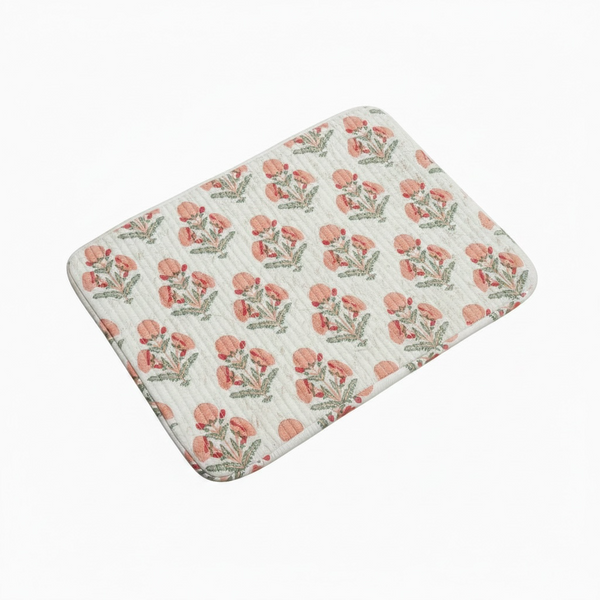 Blush Bloom Quilted Laptop Sleeve | Handmade Floral Cotton Laptop Case | 15 Inch Laptop Cover