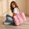 Sweetheart Handmade Quilted Tote Bag | Pink Heart Cotton Shopper Bag | Everyday Tote