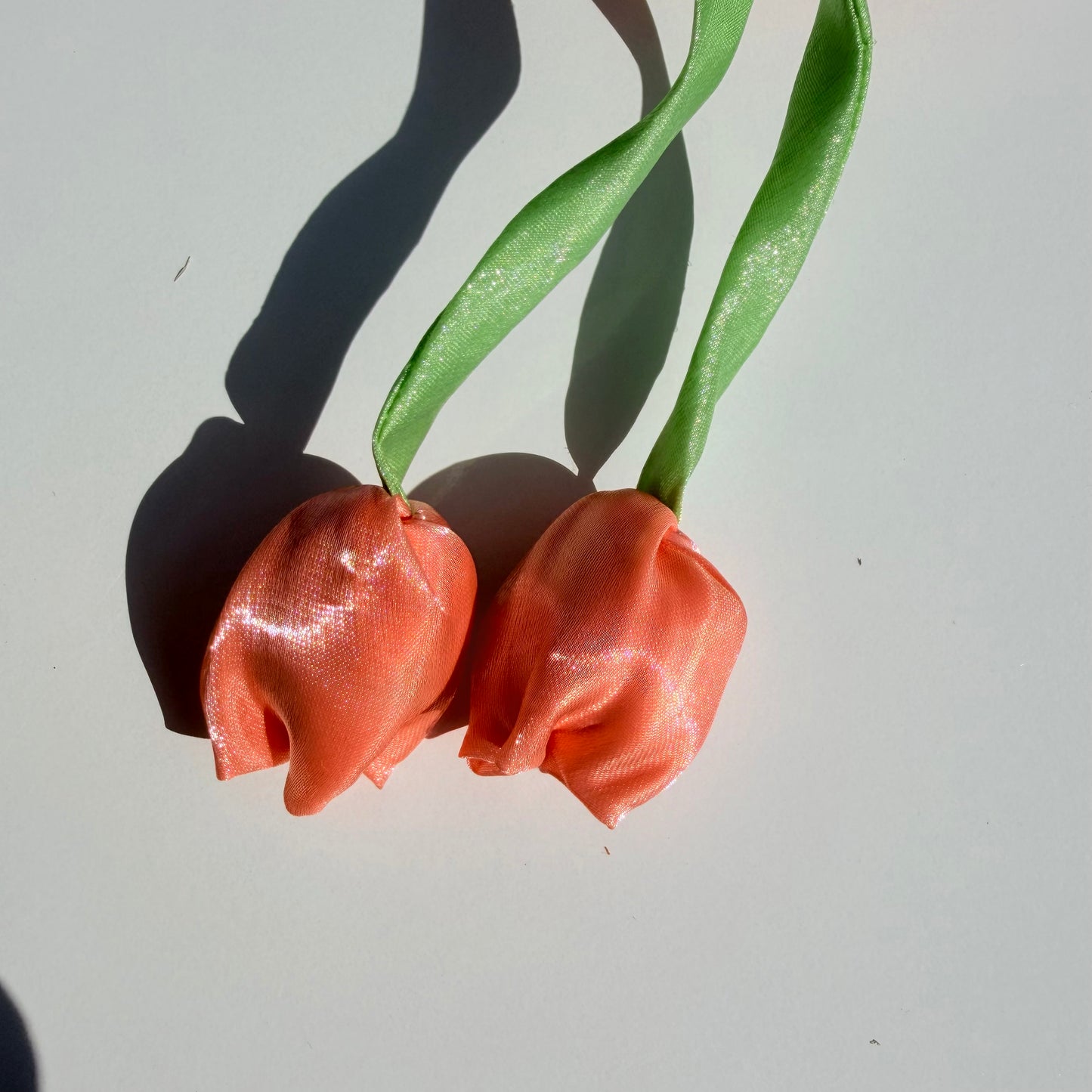 Organza Floral Scrunchie with Satin Tulip Tails | Handmade Hair Accessory