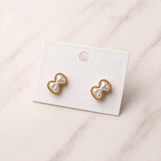 Pearl Bow Mini Studs