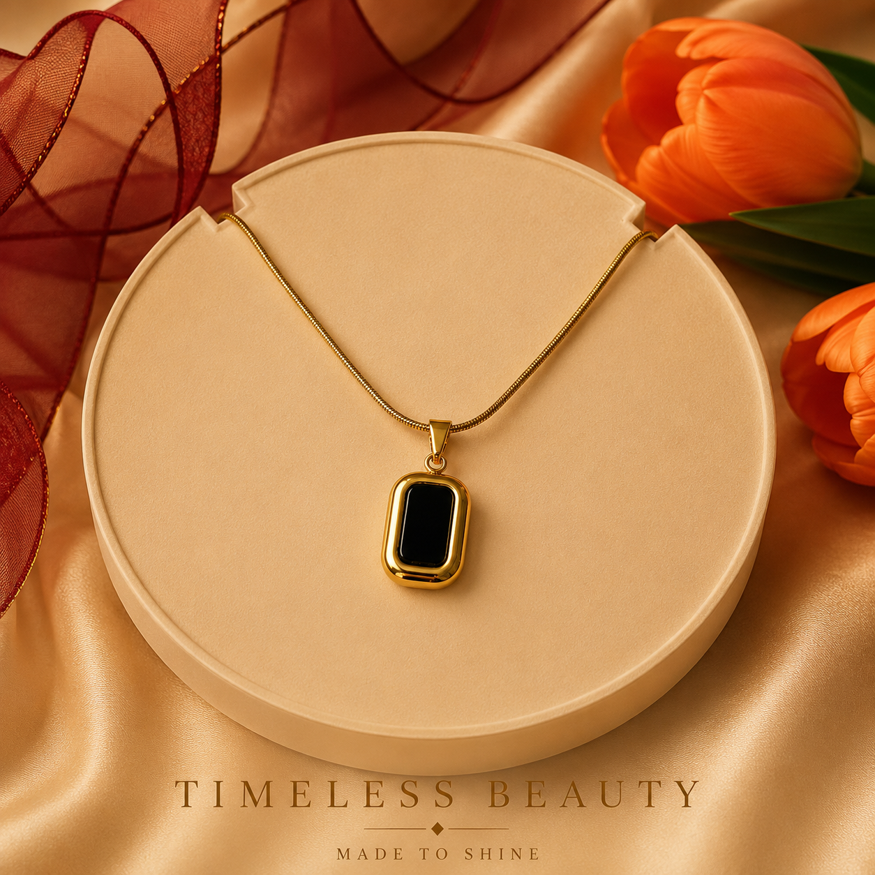 Gold Minimal Rectangle Pendant Necklace | Waterproof Everyday Jewellery Australia