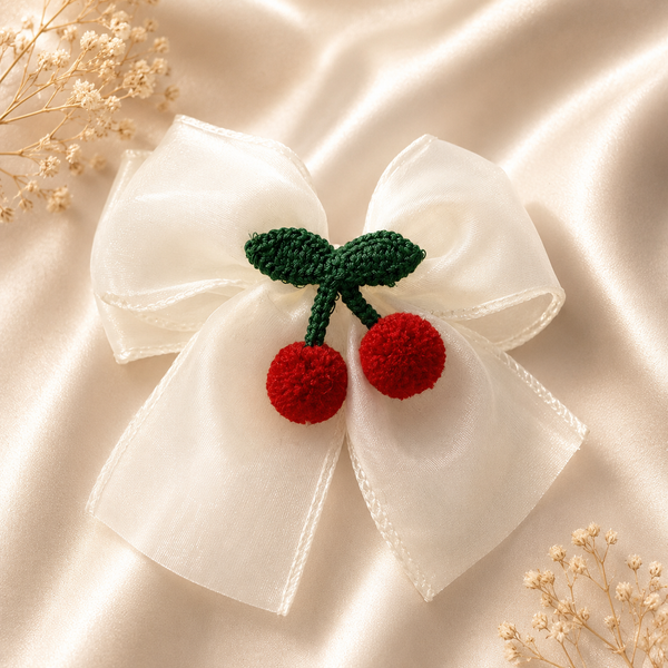 Cherry Luxe Bow Clip 🍒| Elegant Hair Accessories Australia