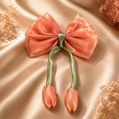 Bloom Bow Hair Clips – Organza Floral Collection