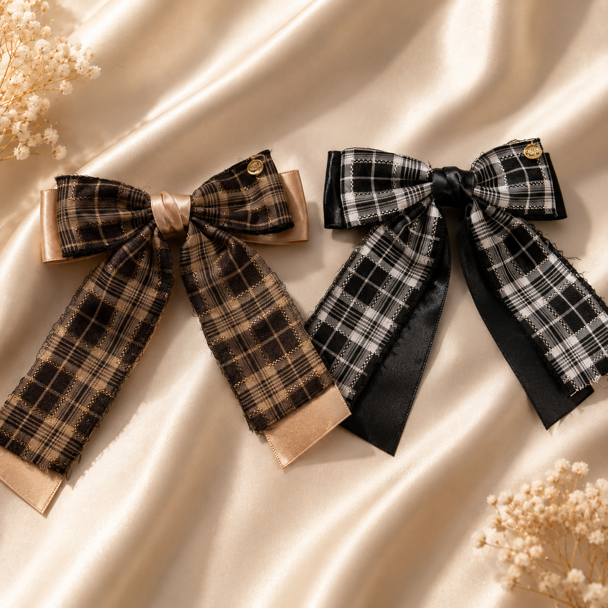 Vintage Plaid Ribbon Bow Barrette – Coquette Collection