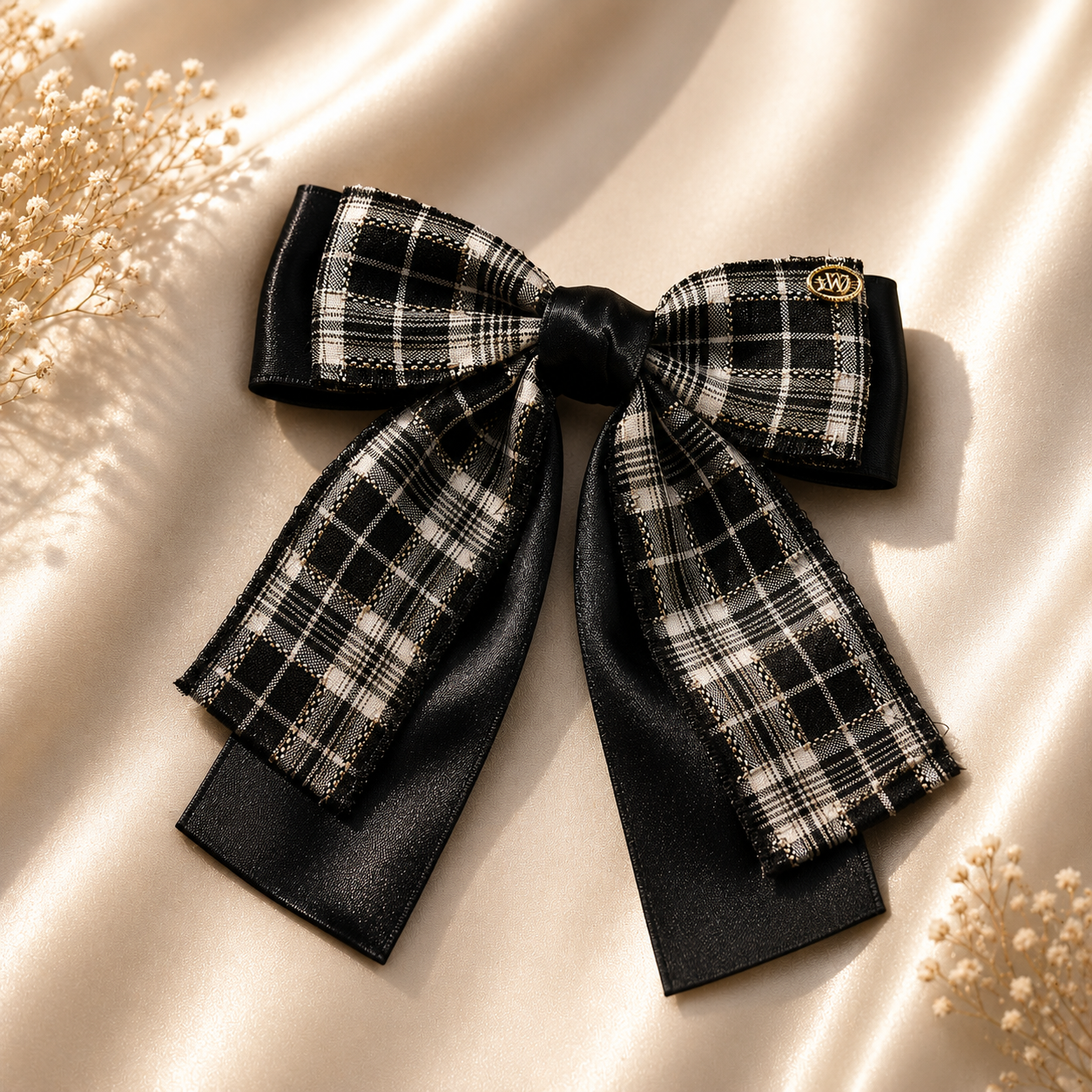 Vintage Plaid Ribbon Bow Barrette – Coquette Collection