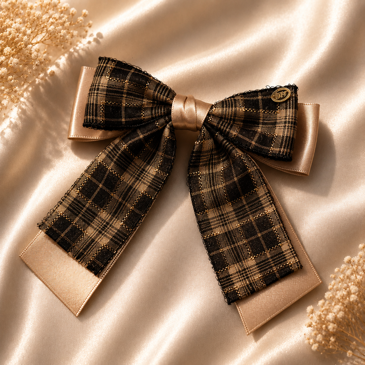 Vintage Plaid Ribbon Bow Barrette – Coquette Collection