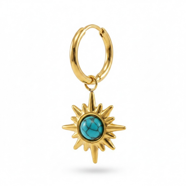 Turquoise Sunburst Hoop Earrings