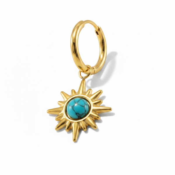 Turquoise Sunburst Hoop Earrings