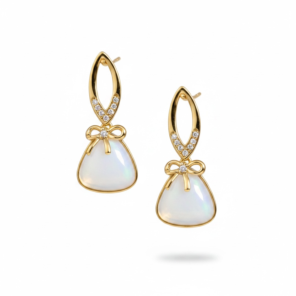 Elegant Bow Pearl Drop Earrings