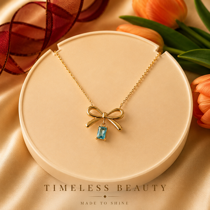 Golden Bow Charm Necklace