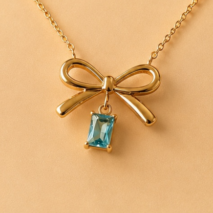 Golden Bow Charm Necklace
