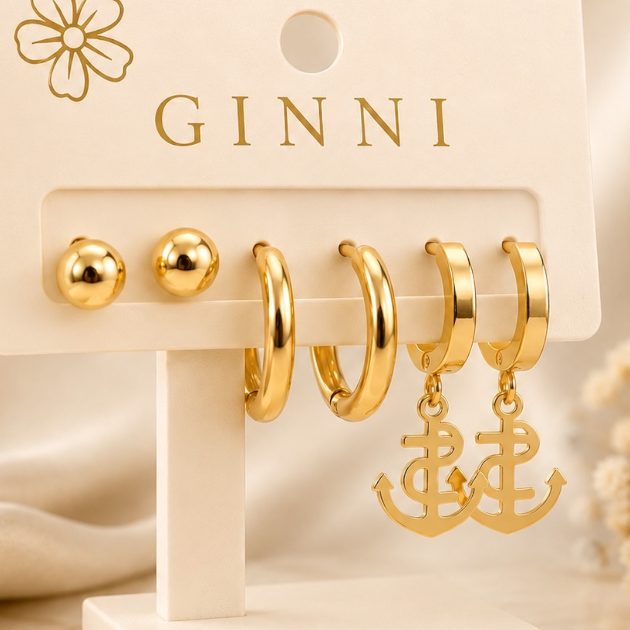 Golden Tide Earring Trio Set ✨