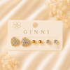 3 Pair Heart & Crystal Stud Earring Set