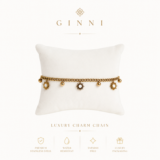 Sun Charm Gold Bracelet – Minimal Chain (Waterproof & Tarnish-Free)