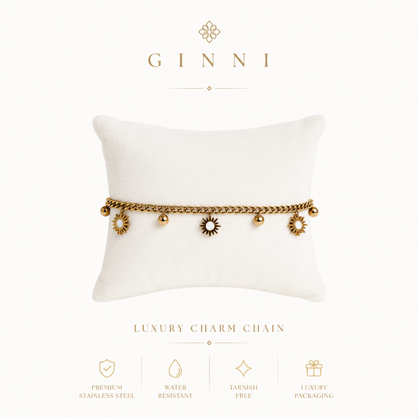 Sun Charm Gold Bracelet – Minimal Chain (Waterproof & Tarnish-Free)